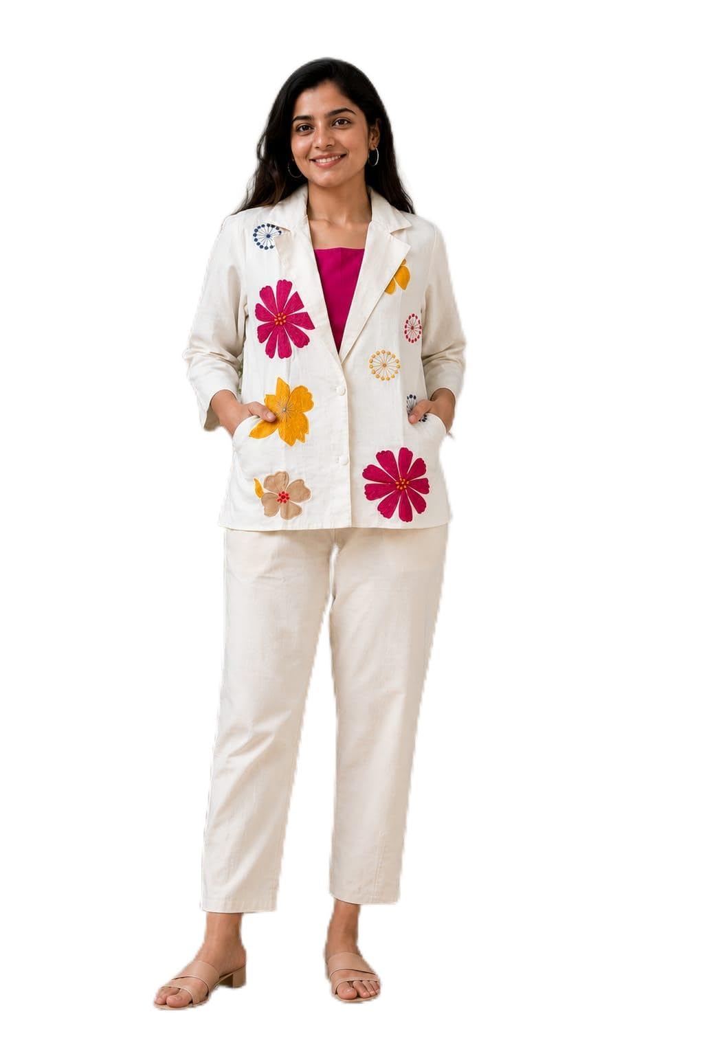 Women's Floral Embroidered 3-Piece Co-ord Set-picture-38