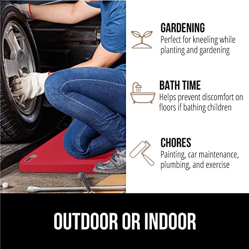 Image of GORILLA GRIP Extra Thick Supportive Foam Kneeling Pad, 2PK, Large Cushion Heavy Duty Knee Pads for Gardening, Baby Bath Time, Dirt and Water Resistant, Workout and Garden Supplies, 17.5x11, Red