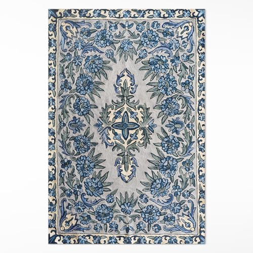 Alfombra de Vinilo 120x180 cm PCV de Material Sintético de Calidad Impermeable Decoración de Interiores para Cocina Salón y Dormitorio Fácil Limpieza Rectangular - Nepal Bordado