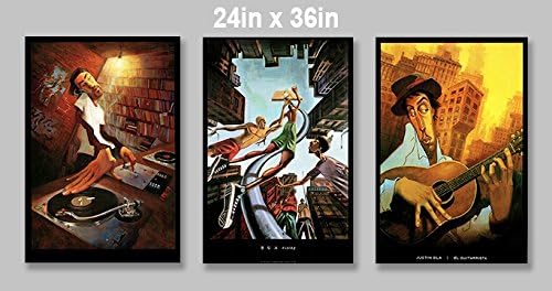 Amazon.com: 3 LOT 24x35 Posters Prints LOT Justin Bua Rising the Dj El ...
