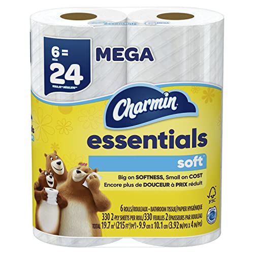 Charmin Essentials Soft Toilet Paper 6 Mega Rolls, 330 sheets per roll - image 8