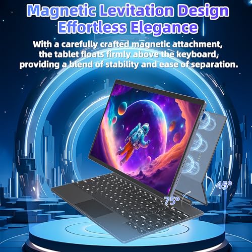 Image of 【Win 11 Pro /Office 2019】2-in-1 Convertible Laptop, 14 inch 2.2K Touchscreen, Detachable Magnetic Keyboard, 12th Gen Alder Lake-N95, 16GB DDR5 RAM, 512GB /1TB SSD, HD Camera, Cooling Fan, Type-C (512G SSD)