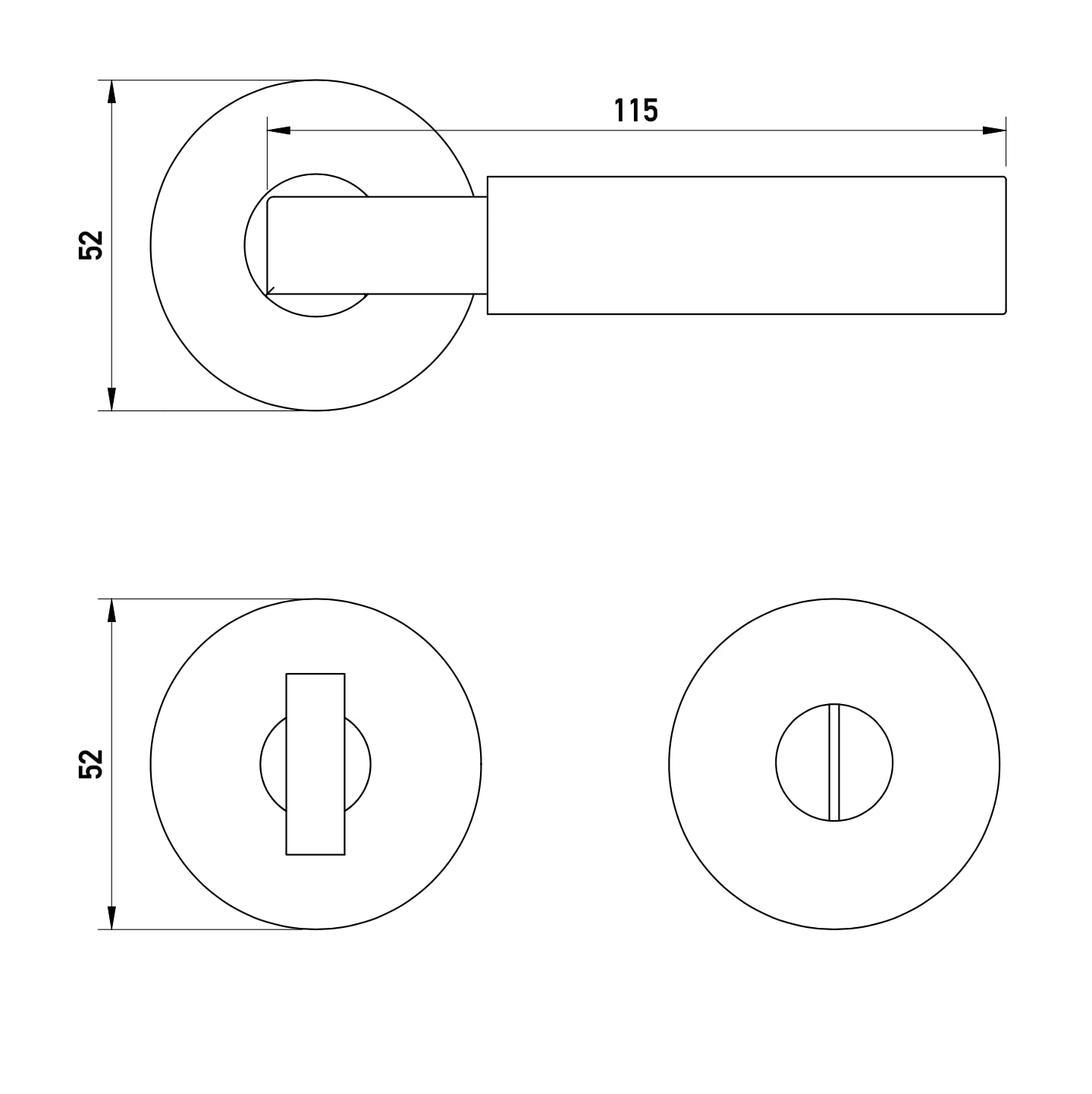 Beschläge Hamburg Türgriffe Türbeschlag BAUHAUS PRIME 07ZAMAK MMN WC - Türklinken mit WC-Verschluss für Badezimmer und Toilette - Türdrücker für Innentüren, ø 52x5 mm aus ZAMAK in matt vernickelt