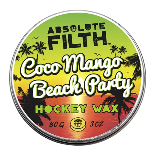 Absolute Filth Coco Mango Beach Party Scented Hockey Wax (Medium Tack) - Premium Performance for Maximum Grip & Blade Protection - Waterproof Stick Tape - 3oz Puck- Ice & Street
