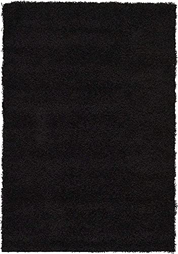 Image of Shaggy Floor Carpets for Living Room, Elegant Bed Side RunnerBedside Carpet, Sofa Area Office Room Carpet,(4x6 Feet, Black)