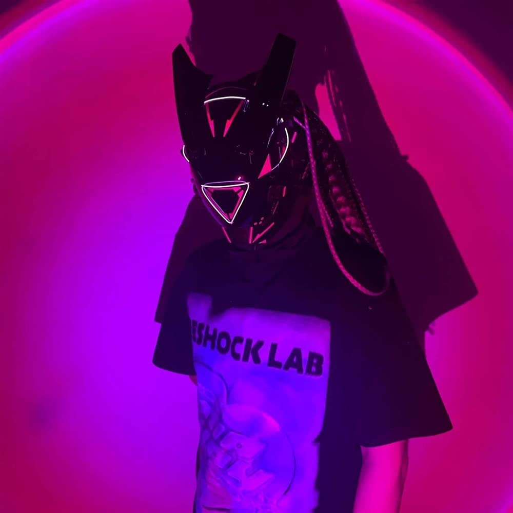 Amazon.co.jp: サイバーパンクマスクヘルメット ピンクのドレッドヘア