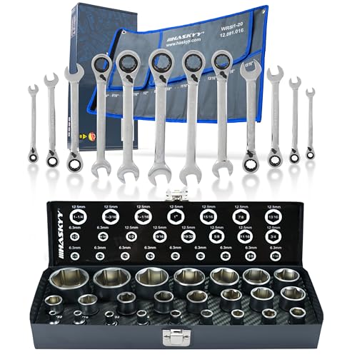 HASKYY Jeu d'outils en pouces 24 pièces clés à douille 5/32