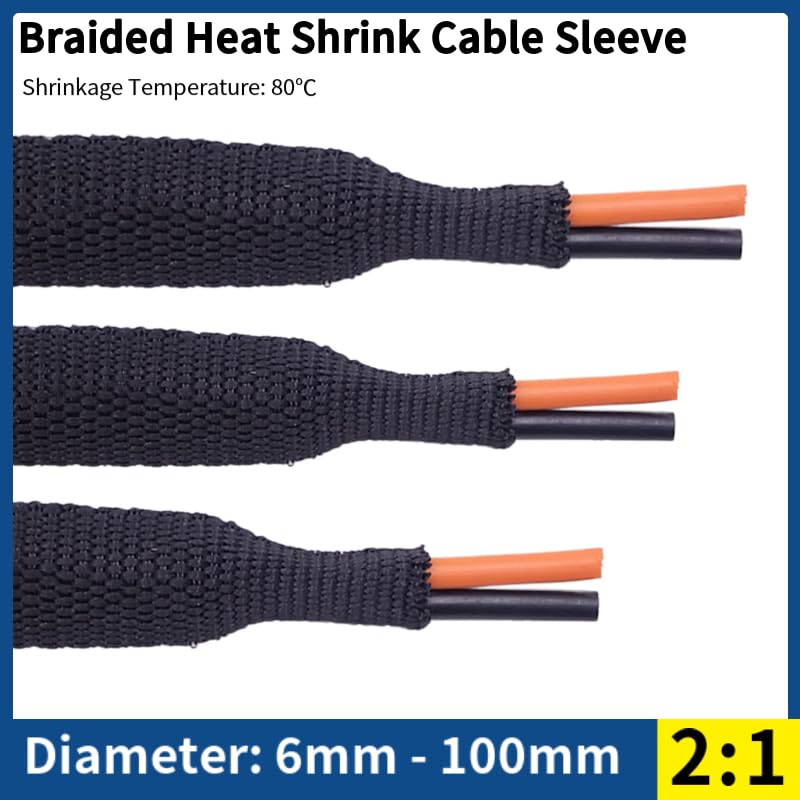 Kabelschutzschlauch Geflochtene Kabelhülle, Schrumpfschlauch, 6/8/10/12 mm, Isolierung, flammhemmend, PET, Auto Line Organizer, Drahtwickelmantel, Schutz(Inner Diameter 30mm,25M)