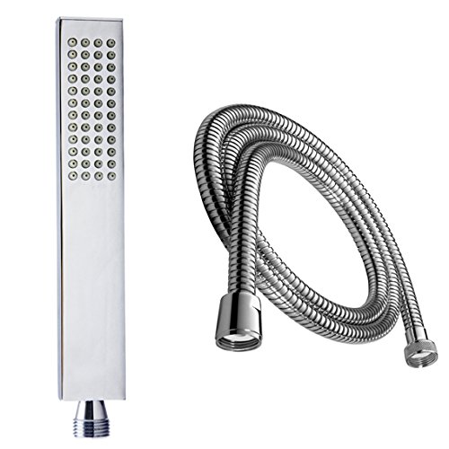 Hochwertiges Dusch- Set mit 200 cm Schlauch/ aus Messing/ Hochglanz verchromt/ Handbrause/ Duschkopf/ Duschbrause/ Brauseschlauch 2 Meter/ Stabbrause/ massiv/ mit Antikalkdüsen/ modern