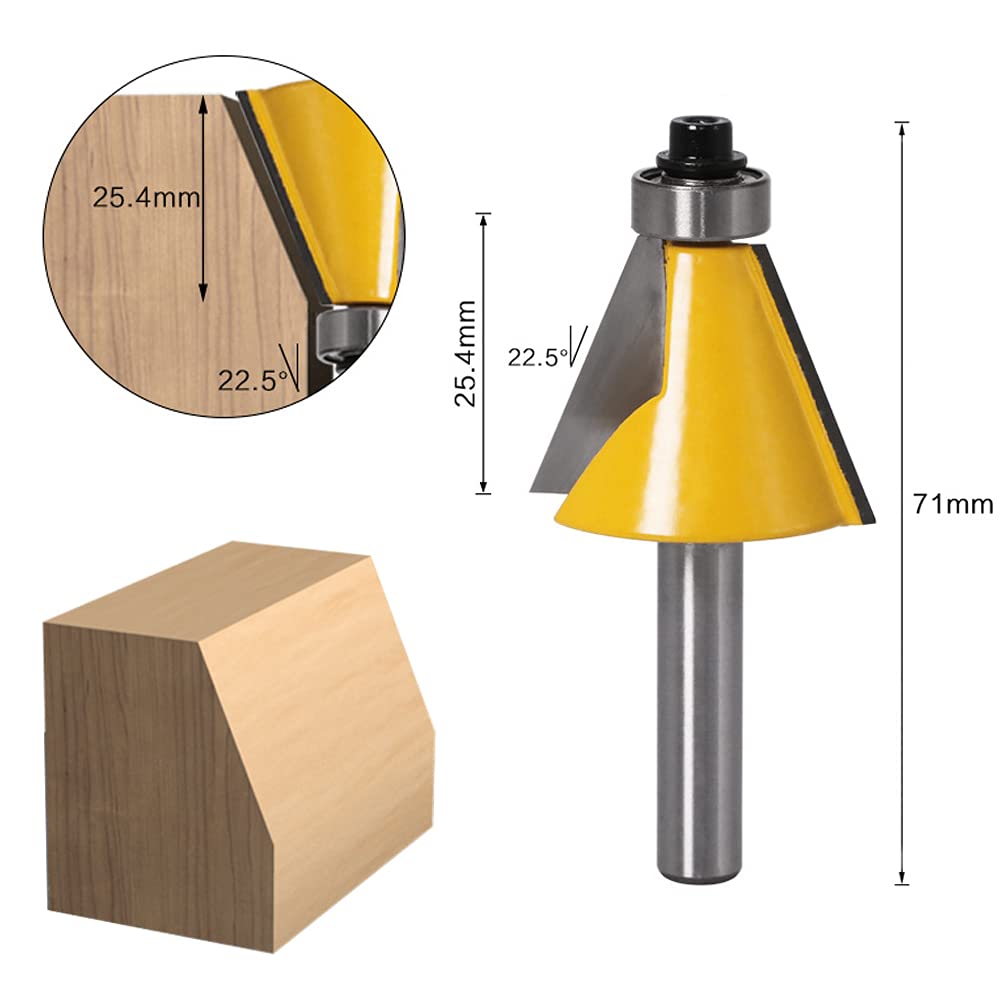 Gеt Sресіаl Prісе Wolfride 3Pcs Chamfer Router Bit Set 1/4 Inch Shank Bevel Router Bits 15 22.5 30 Degree
