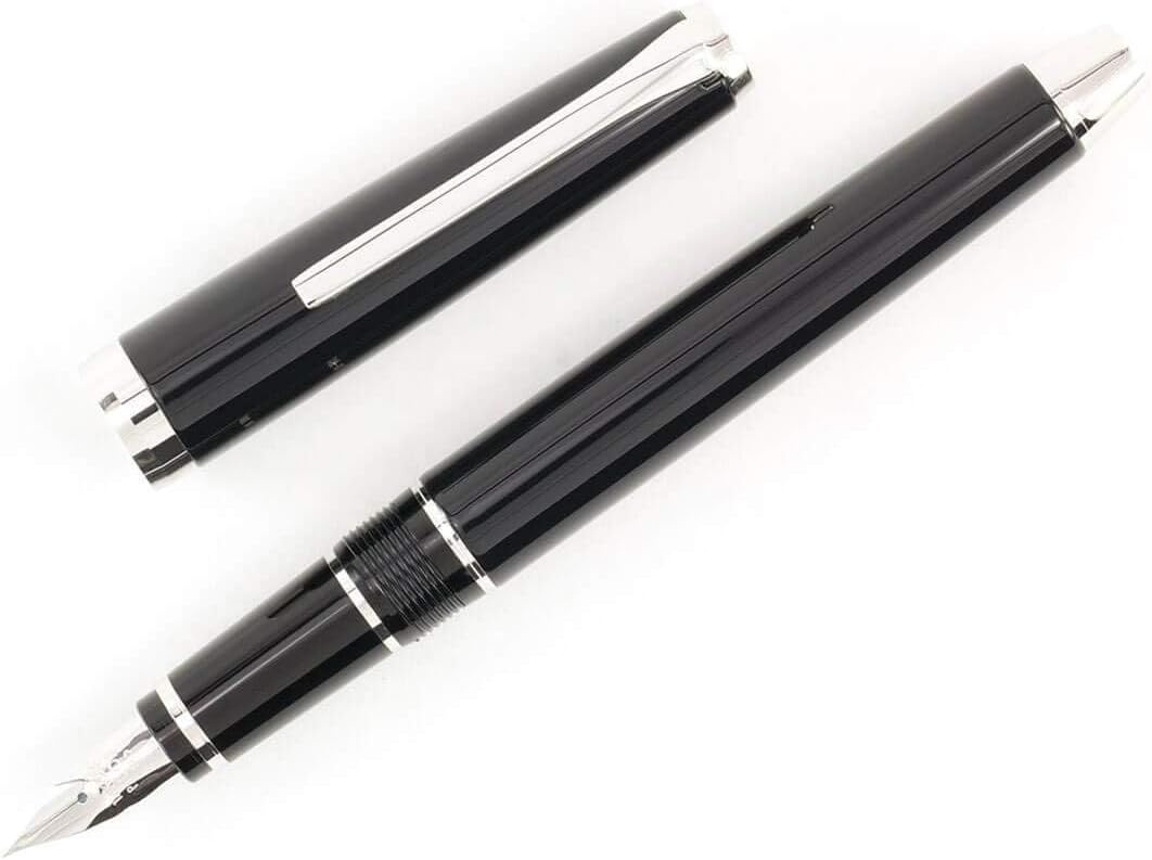 PILOT Metal Falcon Collection Fountain Pen, Black Barrel, Fine Nib (60570)