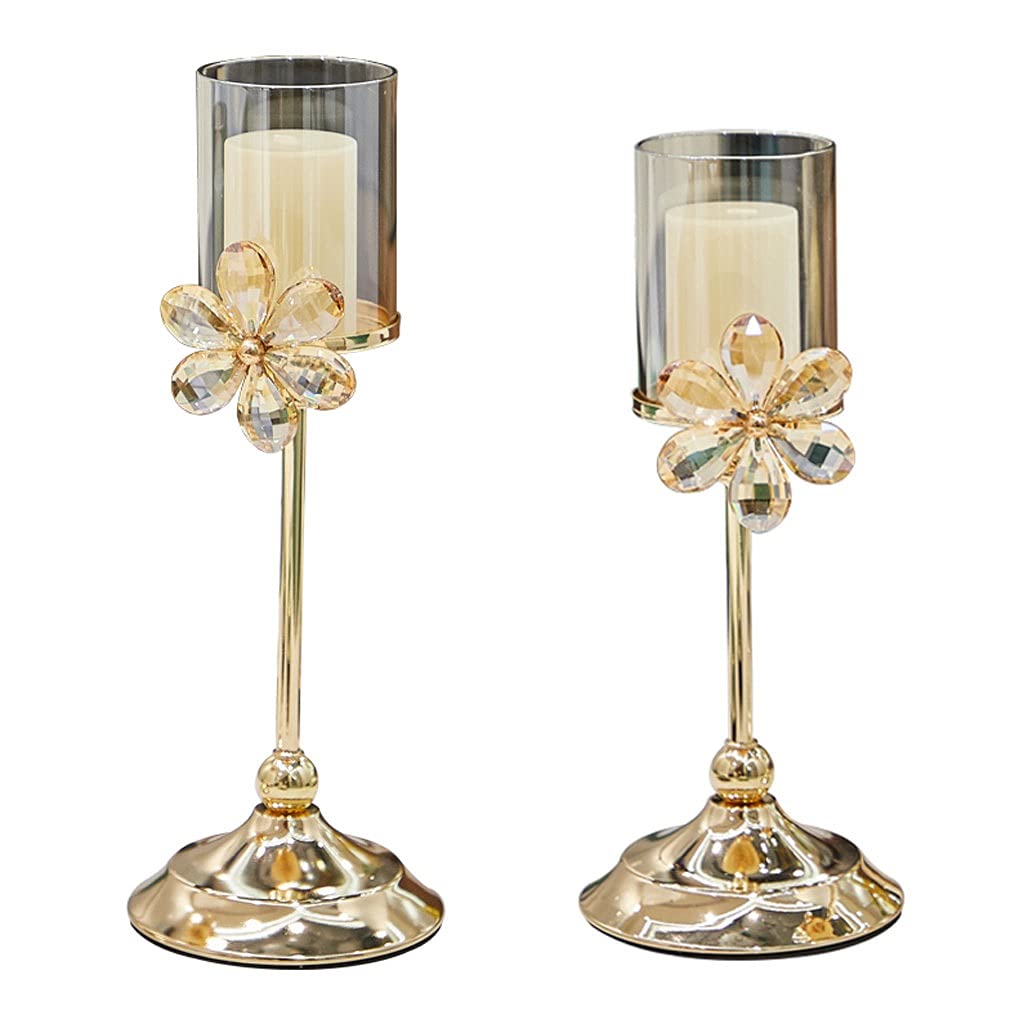 Kerzenständer Kerzenhalter Kerzenhalter, romantischer Home Couchtisch-Dekor-Herzstück Candlestick mit Glasbedeckung Candelabra for Hochzeitsfeier Tischdeko Wohnzimmer