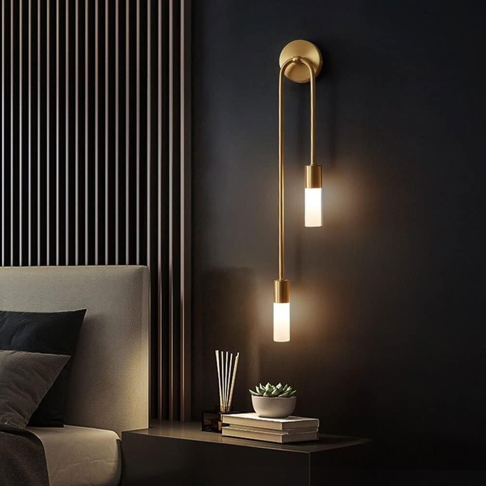Applique da Parete Moderne della metà del secolo Lampada da toeletta da Bagno Vintage a 2 luci d Lampada da Parete lineare a LED Nera Lampada da Parete a Striscia Lunga per Camera da Letto Comodino