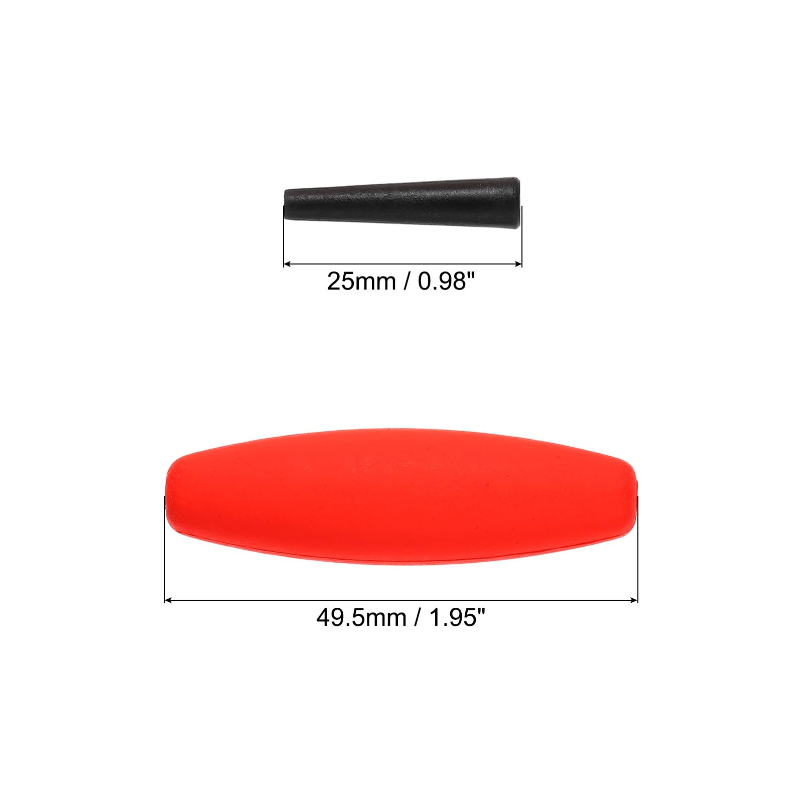 PATIKIL Peg Float 1.9", 10Pcs EVA Fishing Foam Bobber with Pipe Tube for Catfish Rig Fish Freshwater Saltwater Fishing, Red - Image 2