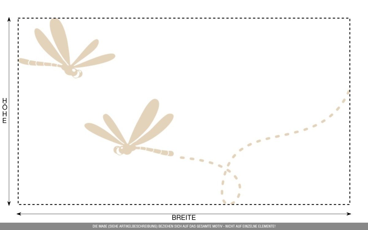 Aufkleber » Libellenpaar, 210x118,3cm, Hellelfenbein • Dekoaufkleber/Autoaufkleber/Sticker/Decal/Vinyl