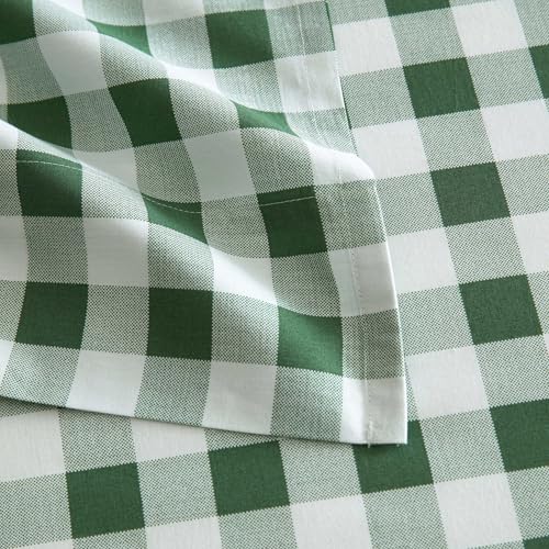 Image of Martha Stewart - Twin Size Sheets Set, Crisp & Tailored Sheets w /a Naturally Smooth Cotton Percale Lightweight Feel - Bed Sheets w /Matching Pillowcase (Madison Gingham Green)