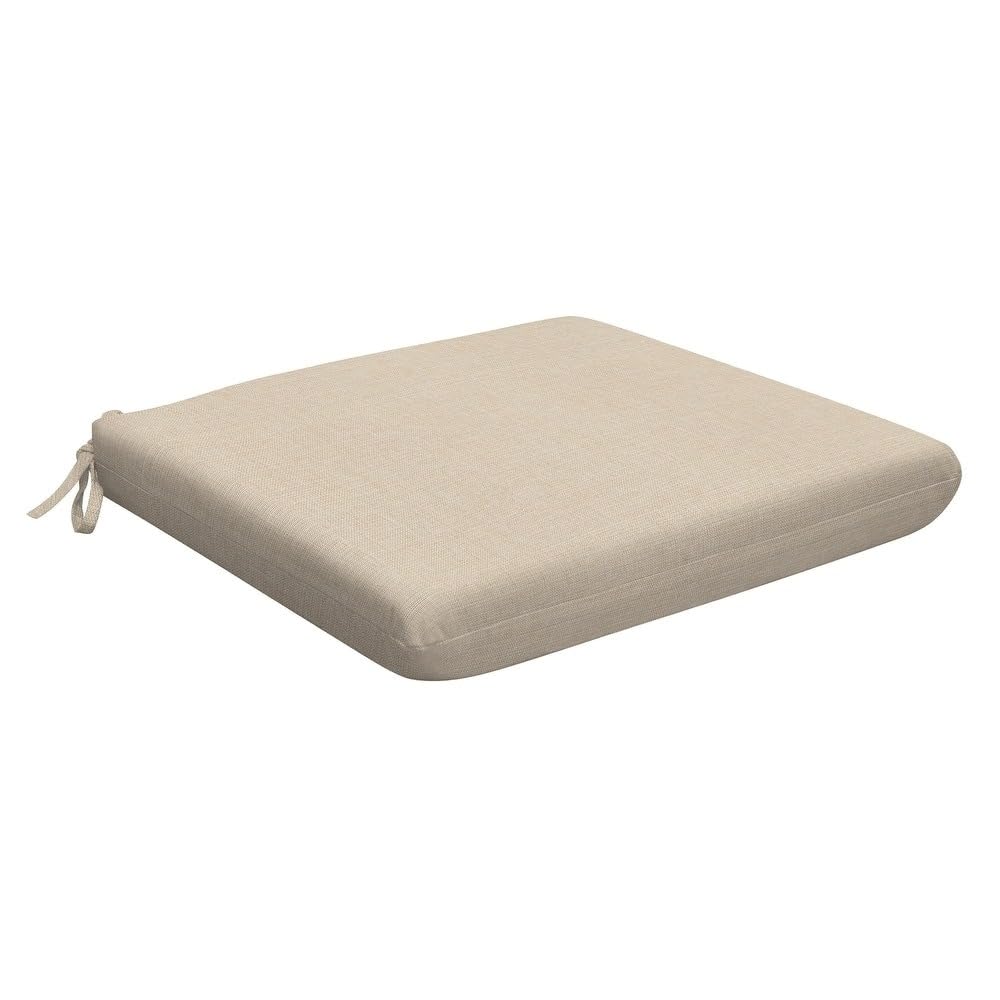 Reversible Universal Square Shape Outdoor Patio Dining Chair Cushion Set Of 2, 18"L x 17.5"W x 2.5"H | Solid Khaki brown Color Thick Plush For Maximum Support Soft Cozy | Fade UV Water Resistant