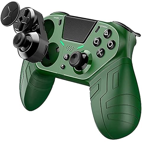 Tigerlily Enterprises Green Elite Edition Wireless Bluetooth PS4 Controller Gamepad Button Programmable Joystick with Turbo/Gyro/HD Dual Vibration/Touch Panel/LED Indicator for PS4/PC/iOS & Android Cover