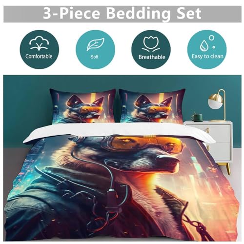 Parure de lit chien mignon avec housse de couette microfibre 220x240cm