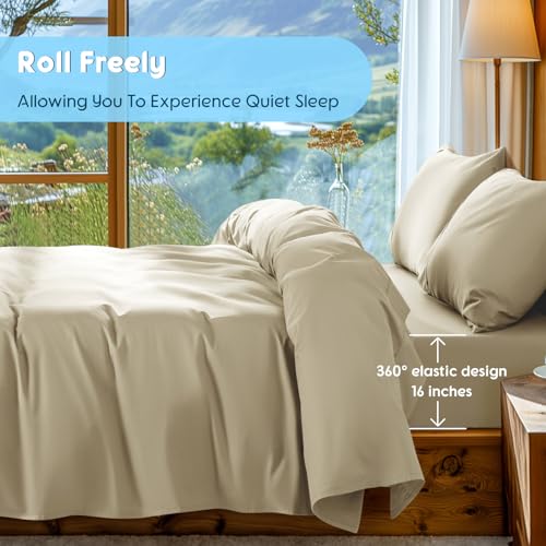 Image of SONORO KATE 1000 Series 100% Egyptian Cotton King Sheet Set,4 Pieces | Soft,Breathable Long Staple,Sateen Weave,Luxury 5-Star Hotel Bed Sheets,16 inch Deep Pocket,Linen