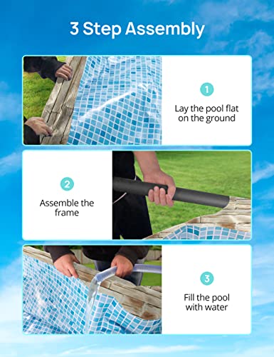 EVAJOY 24ft x 52inch Metal Frame Swimming Pool Set, Round Above Ground Pool Set with Sand Filter Pump, Pool Ladder, Ground Cloth, Pool Cover for Backyard, Garden - Thumbnail 6