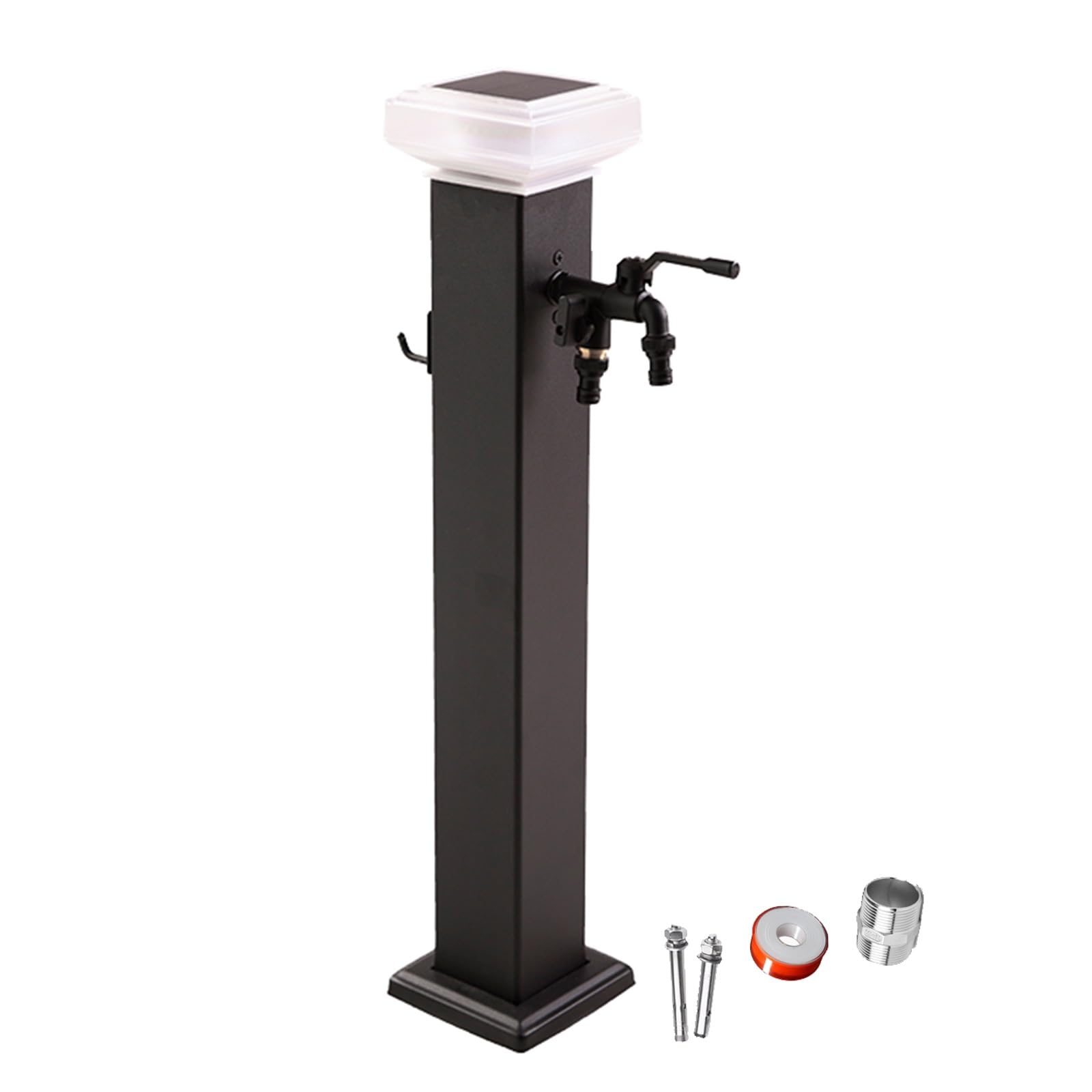 Fontana solare per esterni, colonna d'acqua verticale da 61 cm, resistente al gelo, in acciaio inox 304, con gancio, perfetta decorazione da giardino e funzione relax