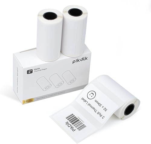 Etiqueta térmica 2.2 x 1.18 pulgadas (2.205 x 1.181 in) para mini impresora de bolsillo PikDik PD-Q2, 3 rollos, adecuada para código de barras,