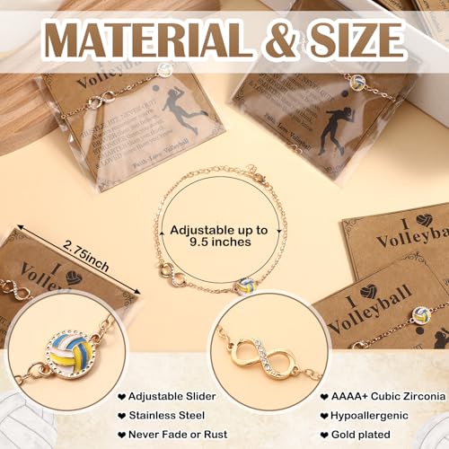 Quelay 12 Set Sport Infinity Bracelets for Women Team Gift Adjustable 14K Gold Plated Birthday Christmas Jewelry Gifts3