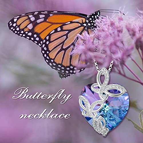 TOUPOP Sterling Silver Dragonfly/Butterfly Pendant Necklace with Crystal Birthday Christmas Jewelry Gifts for Women4