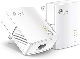 TP-Link AV1000 Powerline Ethernet Adapter KIT - Gigabit Port, Plug Pair &Play, Ethernet Over Power, Nano Size, Power Saving Mode, Network Adapter, Free Expert Help (TL-PA7017 KIT)