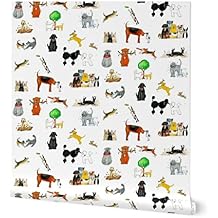 Peel & Stick Wallpaper Swatch - Dog Park Dog Breeds Rescue Puppy Retrievers Playful Happy Custom Removable Wallpaper by Spoonflower