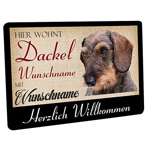 Crealuxe Fussmatte 'Wunschtext/Wunschname Hier wohnt Dackel' personalisiert, Fußabtreter,...