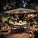 Tangkula 10ft Solar Patio Umbrella with Base Included, Offset Cantilever Outdoor Umbrella with 32 LED Lights, 360 Degree Rotation, Crank Handle for Pool Deck Garden Backyard (Tan)
