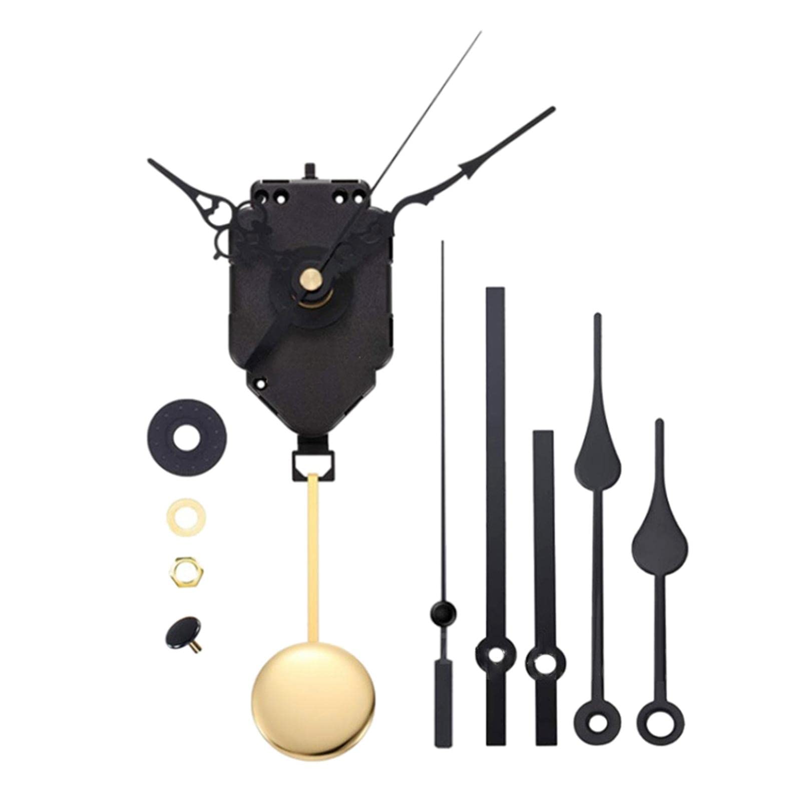 CLUB BOLLYWOOD®Pendulum Clock Movement Replacement DIY Pendulum Clock Parts 3 Set || Hourly Time Movement, Golden Pendulum, Hour Hand, Minute Hand, Second Hand, Black Rubber Pad, Washer, Nut.-image-41