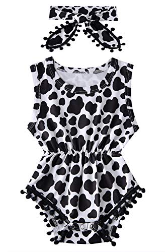 Image of UNICOMIDEA Baby Girls Outfit Newborn Romper Jumpsuits Sleeveless One-Piece Clothes 0-24 Months Bodysuit with Headband
