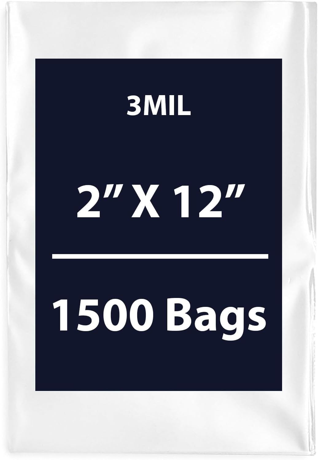 Clear Flat Poly Bags, 3Mil 2" X 12" & 5000 Bags | Low-Density Polyethylene (LDPE), Flat Open Top Plastic Packaging Packing | Flexible and Durable Plastic