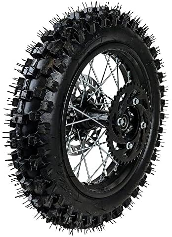 14" Rear Wheel Rim Tire Assembly For Dirt Pit Bike Trail 90/100-14 Rear Wheel Rim Tire Fits 125/140/150/160cc Pit Dirt Bike KLX65 Apollo Includes Brake Rotor and Sprocket