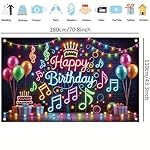 Neon Happy Birthday Banner Backdrop Music Party Decorations Glow in The Dark Graffiti Splash Paint Backdrop Colorful Notes Balloons Lights Brick Wall Photo Background Prop 71 x 43 inch - Image 4