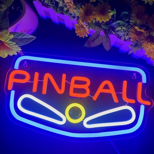 Symone Pinball Neon Signs for Wall Art Decor,USB Dimmable LED Pinball Game Sign Neon Light for Arcade Game Room Boys Man Cave Bar Club Party Christmas Birthday Gifts (12.2 * 11in)