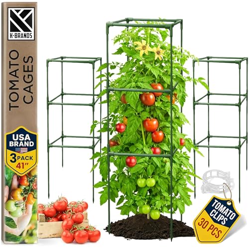 Square Tomato Cage - Large Trellis Stakes and Plant Support Structures for Vegetables and Climbing...