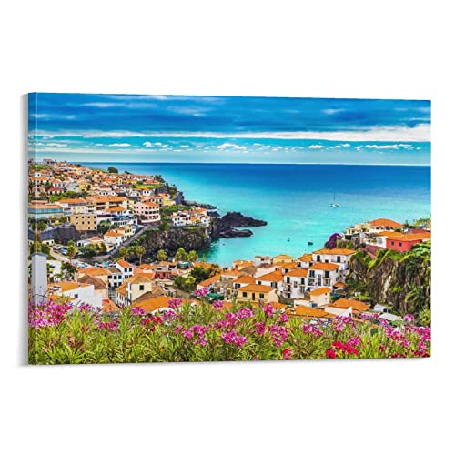 Canvas Wall Art Camara De Lobos, Madeira Island, Portugal Canvas Prints Wall Art Paintings Artworks Pictures Posters For Living Room Bedroom Decoration, Gift For Wedding Christmas Mother's Day 16X24I #TOP3