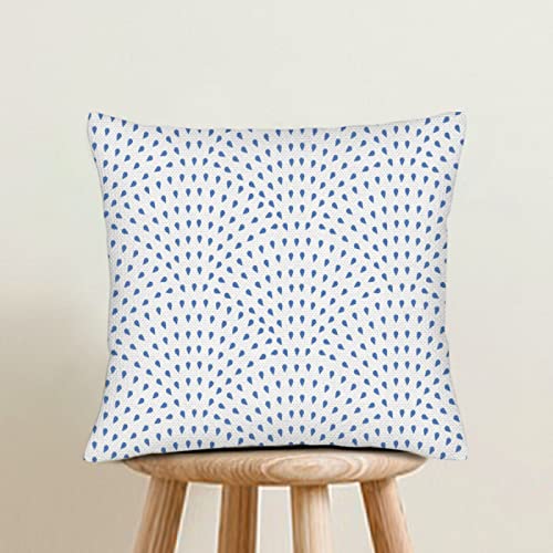 Glamosis Pillow Cover Fish Scale Fabric By The Yard, Blue Rain Water Drops On A White Background Abstract Wavy Pattern Print, Decorative Throw Pillows For Couch Bed Sofa Bedroom, Navy Blue 20X20Inch #TOP3