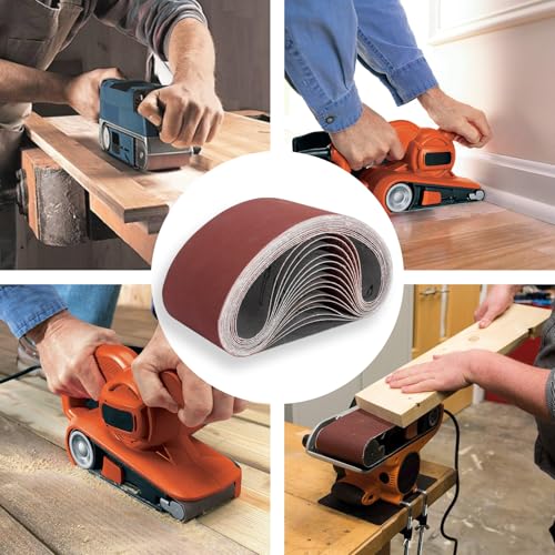 FEIHU Aluminiumoxid-Schleifbänder 15 Stück 75 x 510 mm Schleifband. zum Polieren Metall, Holz.jeweils 3x40/80/120/180/320 Körnung,Schleifpapier für Band-Schleifer/Schleif-Maschinen