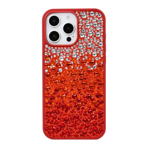 Coque antichoc iPhone 15 Plus rouge finition premium strass luxe