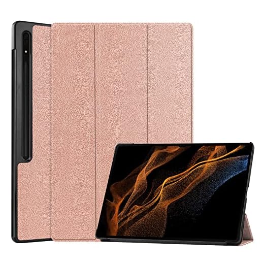 YayiTop Fodral till Sony Xperia Z3 surfplatta, automatisk väckning, ultratunt skydd med stativfunktion PU-läderskydd, skydd för Sony Xperia Z3 Tablet. Roséguld