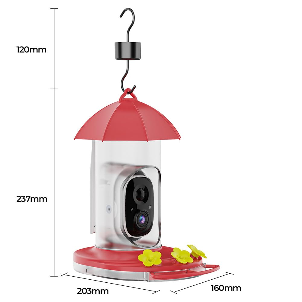 Alimentatore intelligente per colibrì con telecamera senza fili all'aperto mangiatoia per uccelli con fossato di formica
