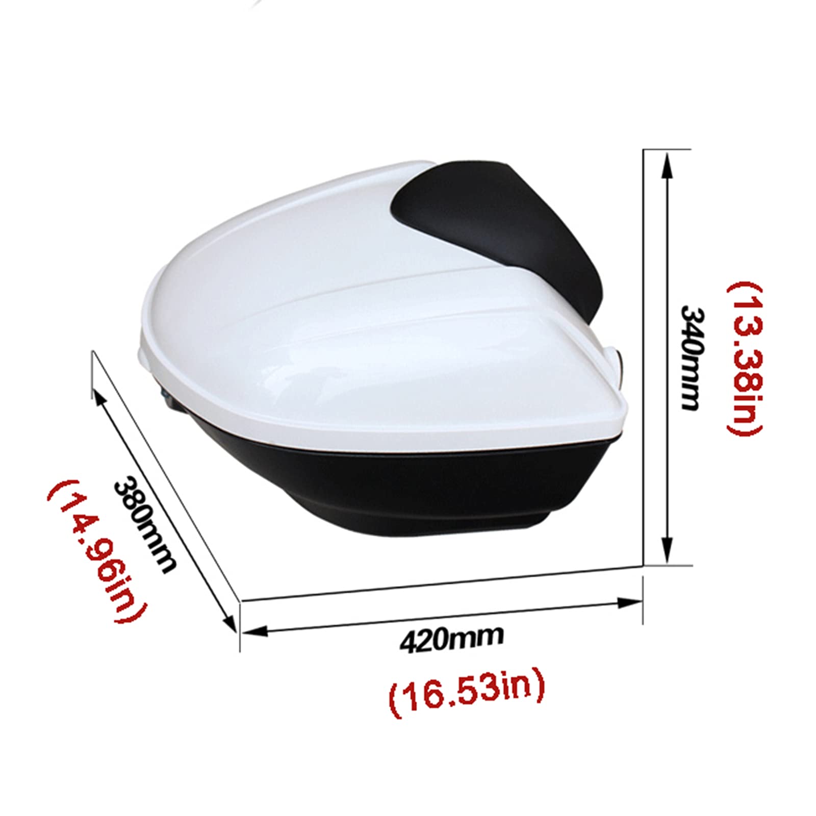 Top-Case De Moto,Moto Scooter Top Case,Étui À Bagages De Coffre À Queue, Scooters Encadrant des Bagages en Haut De Gamme, pour Les Scooters De Cotancaux De Moto, Motos,Blanc