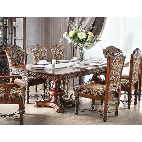 Furniture-of-America-Eleanora-9-Piece-Wood-Dining-Set-in-Brown-Cherry Furniture of America Eleanora 9 Piece Wood Dining Set in Brown Cherry