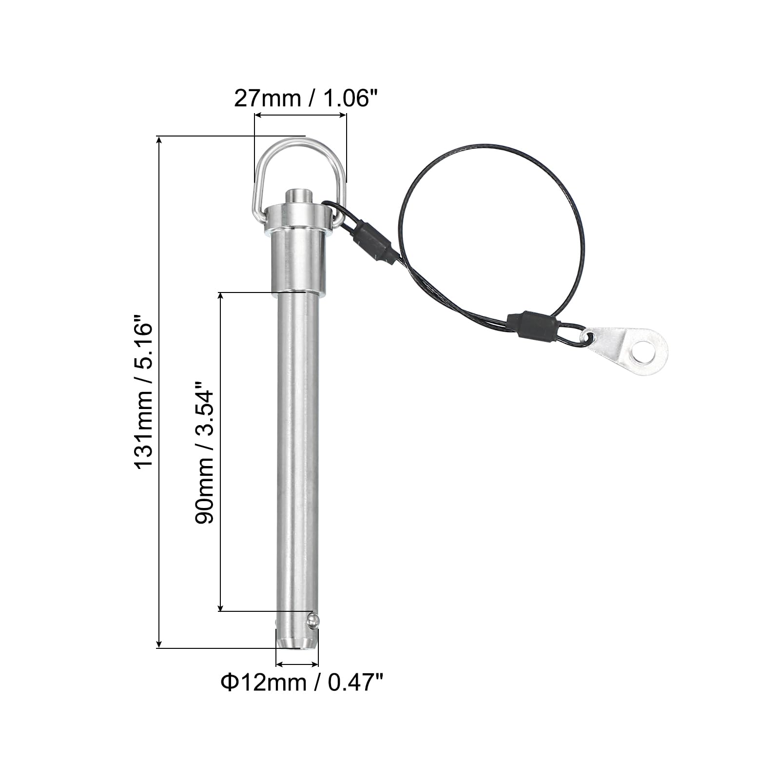 PATIKIL Quick Release Pin 12 x 90mm(1/2" x 3.54") - Image 2