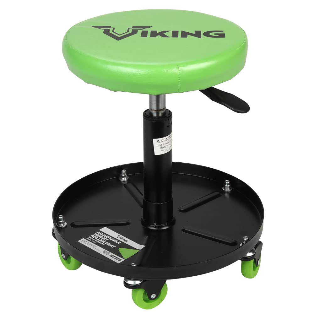 Photo 1 of AFF Viking Shop Stool (Multiple Styles) - Rolling Stool - Mechanic Stool - Garage Stool with Wheels (300 lbs Capacity), Green (57104) Garage Rollar Seat